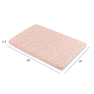 Dimensions of the Babyletto All-Stages Bassinet Sheet In GOTS Certified Organic Muslin Cotton in -- Color_Daisy