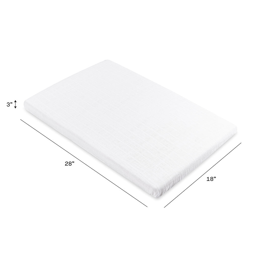 Dimensions of Babyletto All-Stages Bassinet Sheet In GOTS Certified Organic Muslin Cotton in -- Color_White