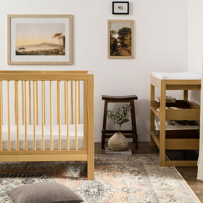 Namesake's Nantucket 3-in-1 Convertible Crib under a painting  in -- Color_Honey