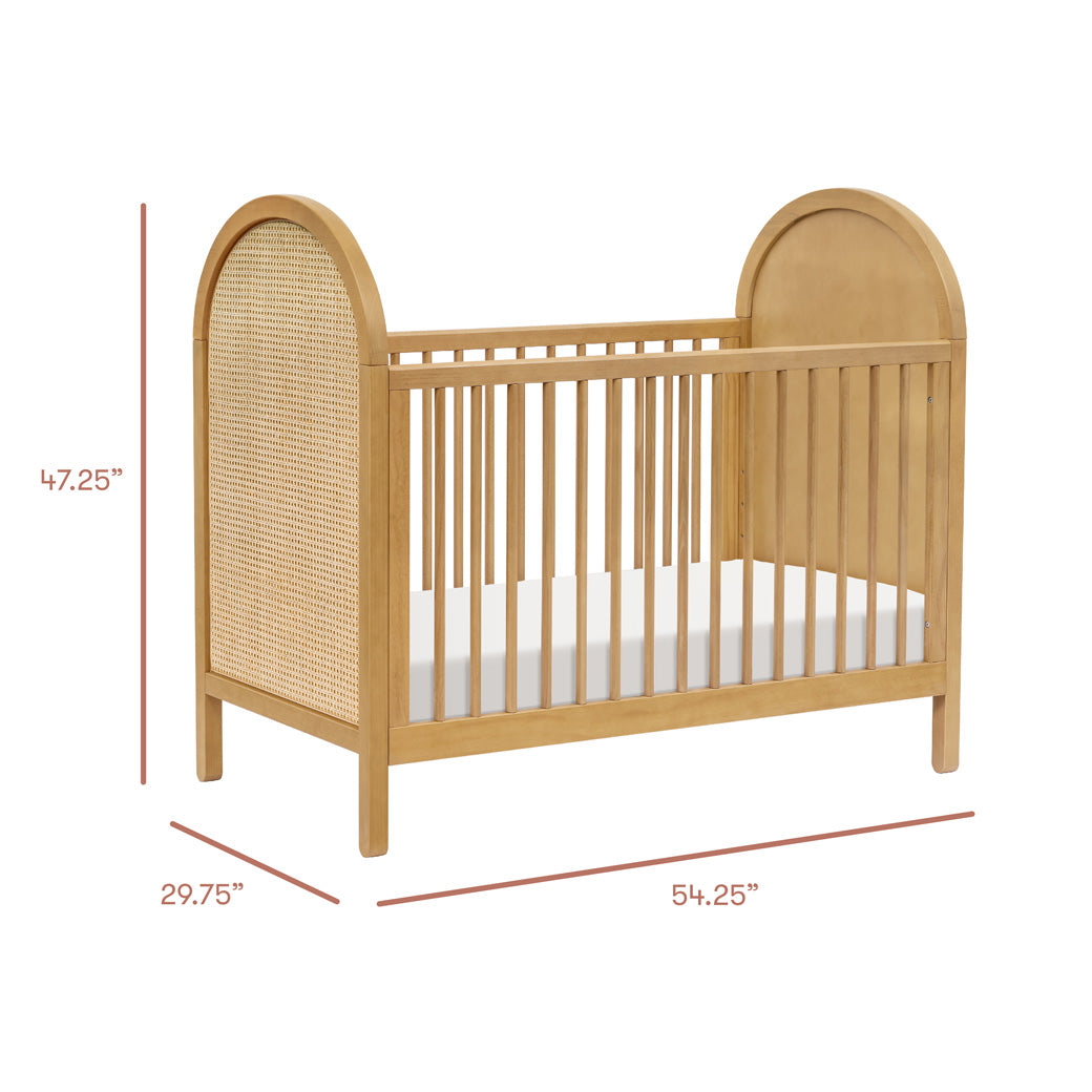 Dimensions of Babyletto Bondi Cane 3-in-1 Convertible Crib in -- Color_Honey with Natural Cane