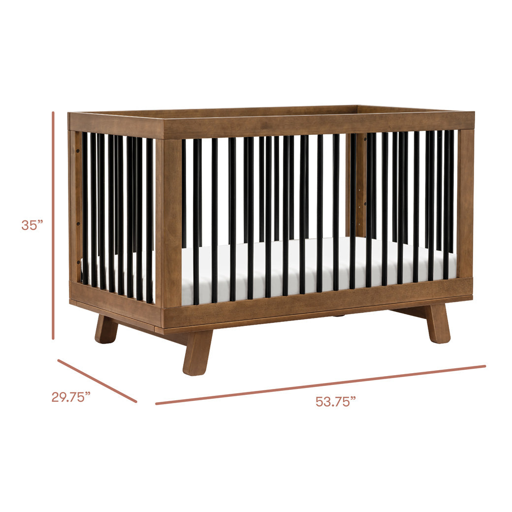 Dimensions of Babyletto Hudson 3-in-1 Convertible Crib And Toddler Rail in -- Color_Natural Walnut/Black