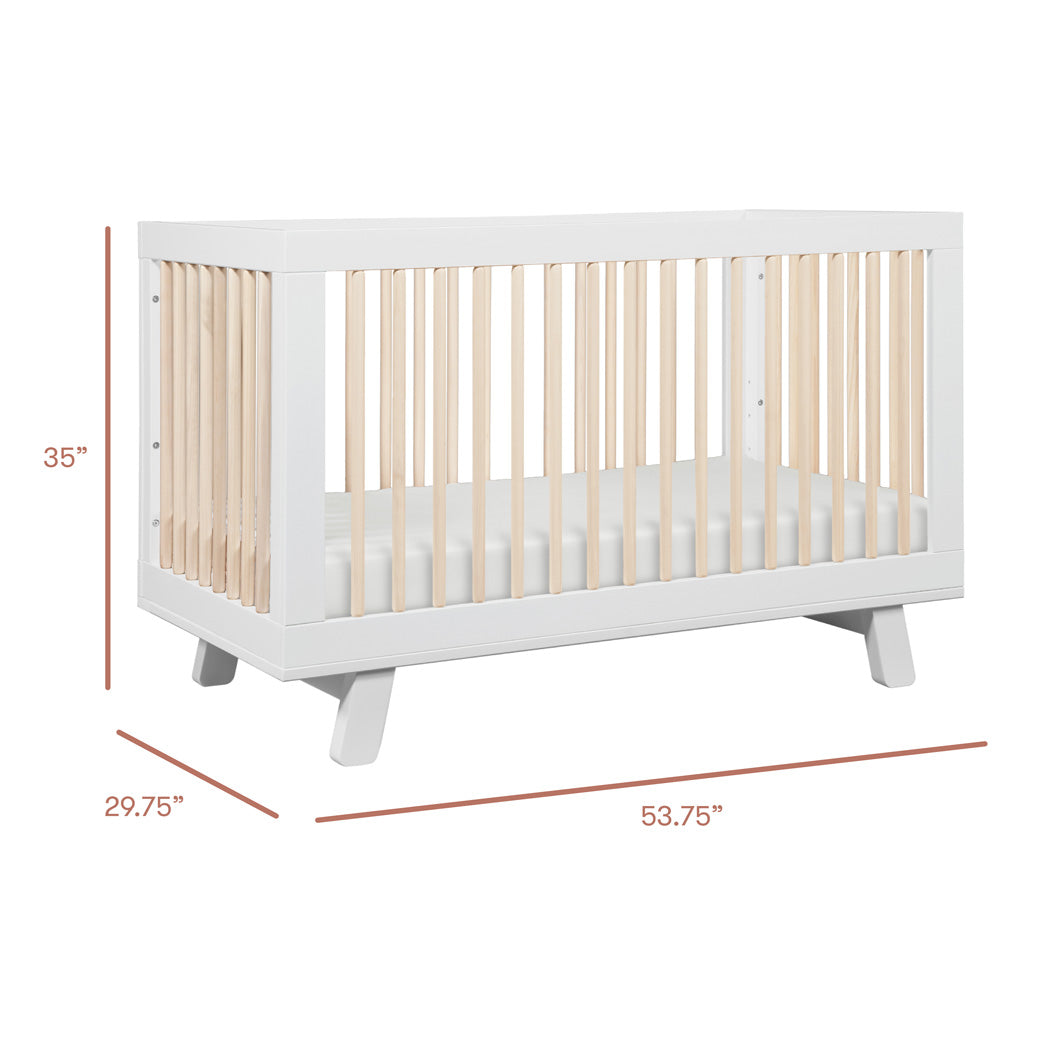 Dimensions of Babyletto Hudson 3-in-1 Crib in -- Color_Washed Natural/White