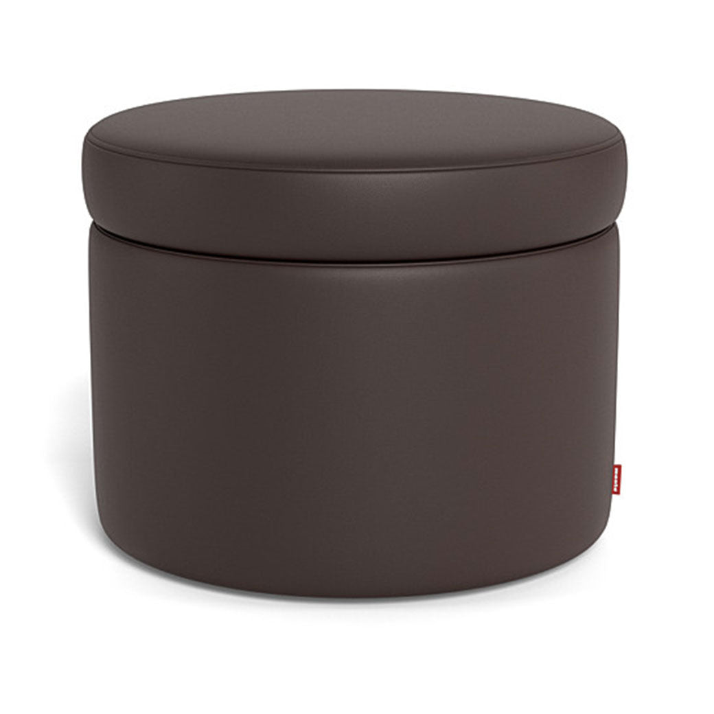 Monte Round Storage Ottoman in -- Color_Brown Enviroleather