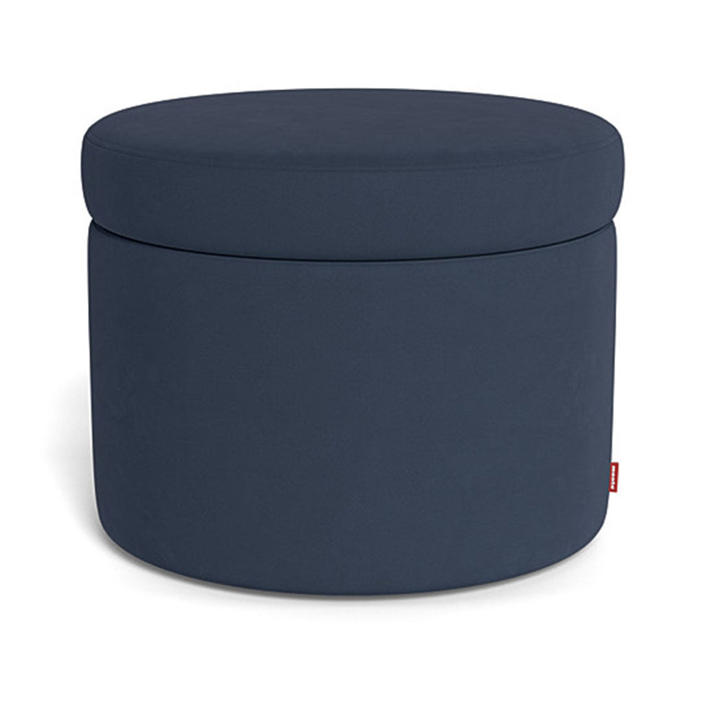 Monte Round Storage Ottoman in -- Color_Navy Blue Microfiber