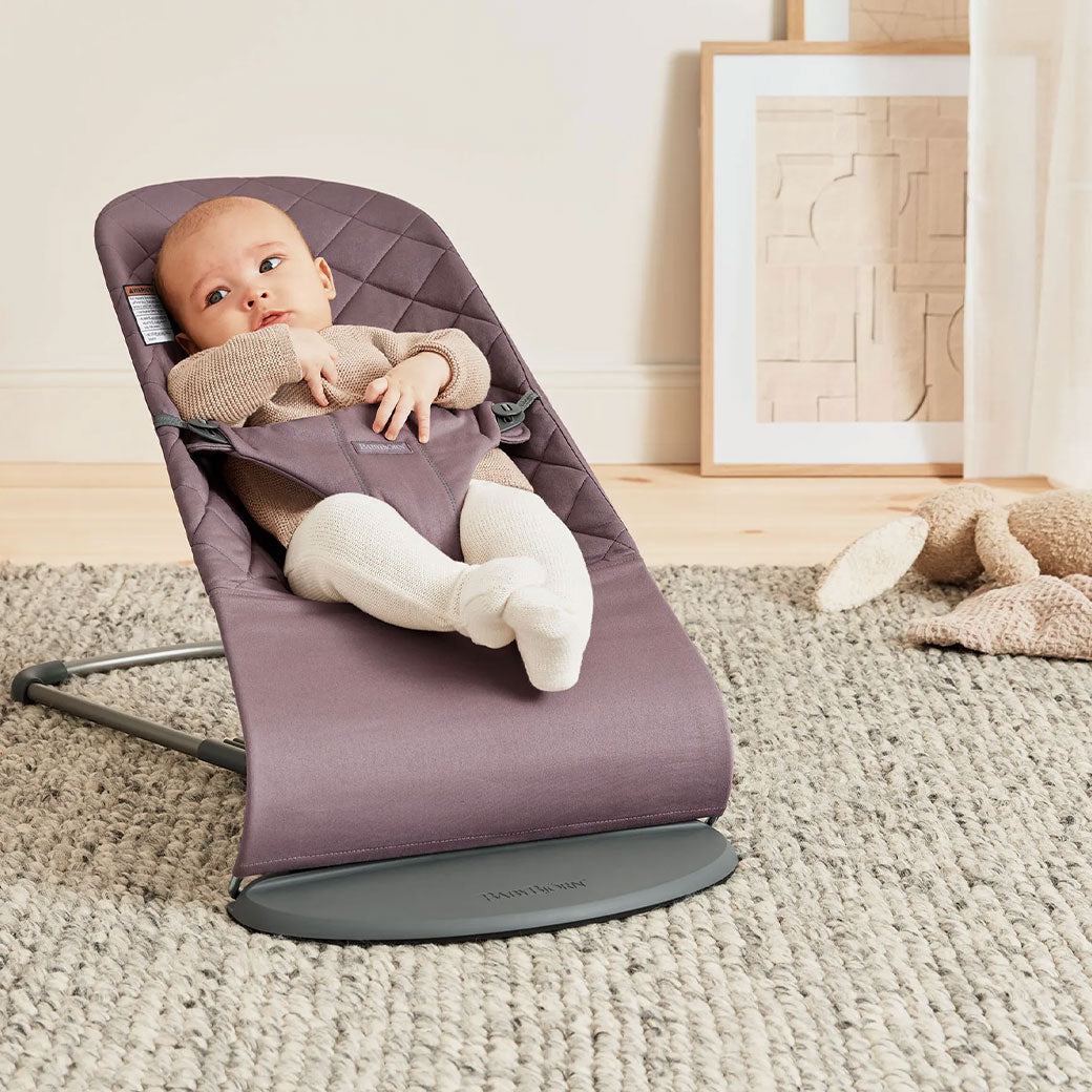 Baby in BABYBJÖRN Bouncer Bliss in -- Color_Dark Purple Cotton, Classic Quilt