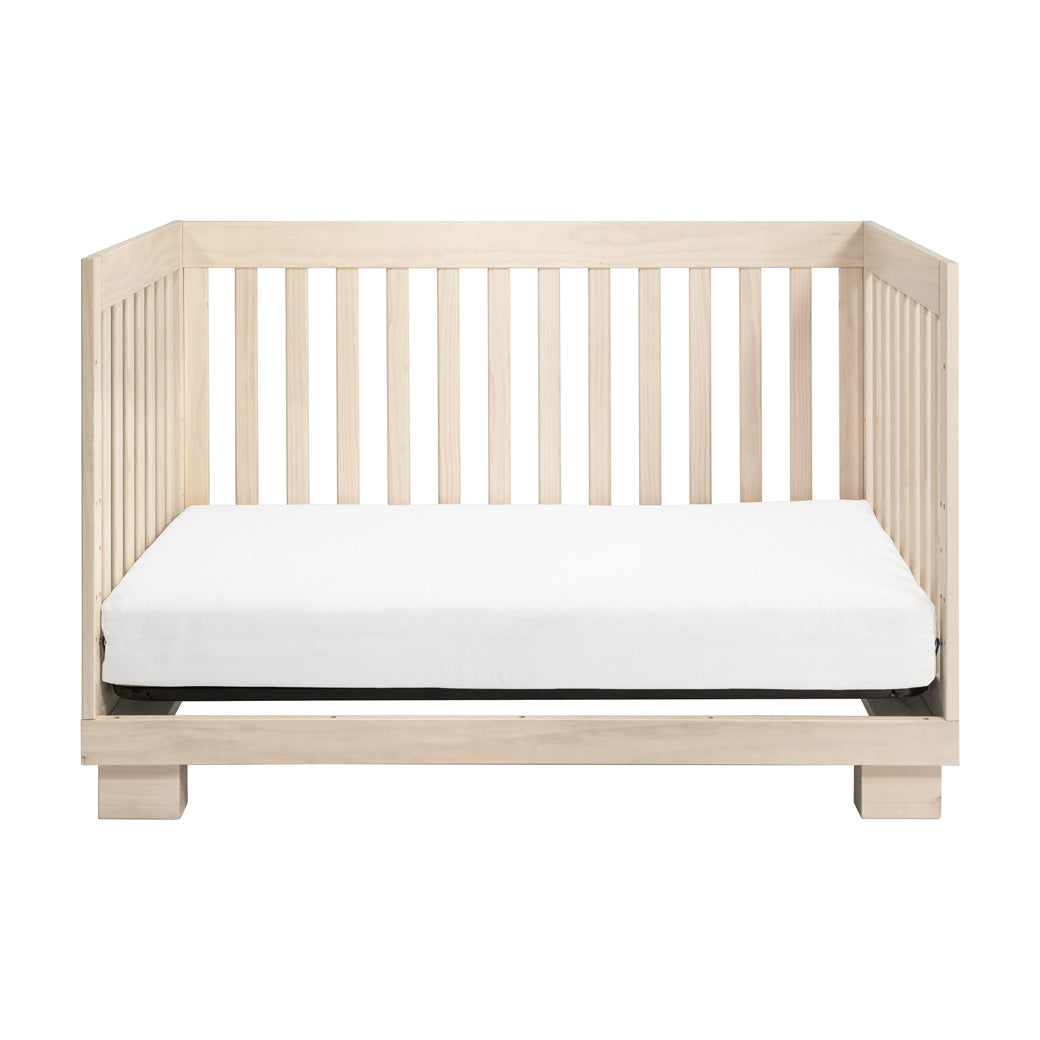 Front view of Babyletto Modo 3-in-1 Convertible Crib with Toddler Bed Conversion Kit as daybed in -- Color_Washed Natural