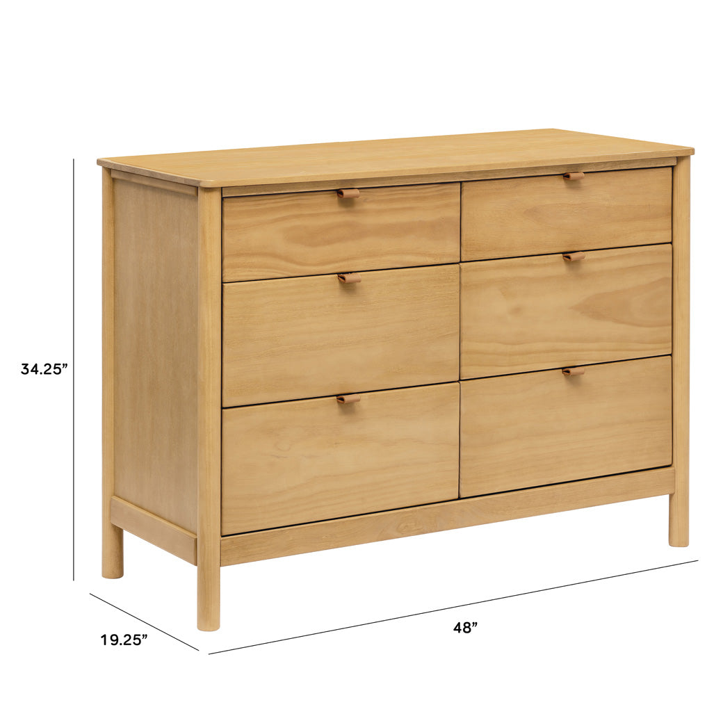Dimensions of the Babyletto Bondi 6-Drawer Dresser in -- Color_Honey