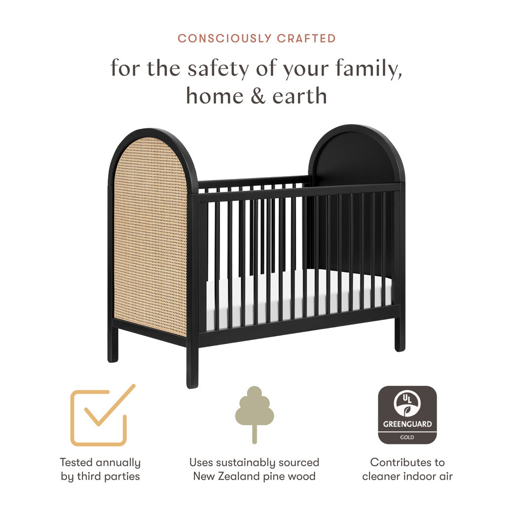 Certifications of the Babyletto Bondi Cane 3-in-1 Convertible Crib in -- Color_Black with Natural Cane