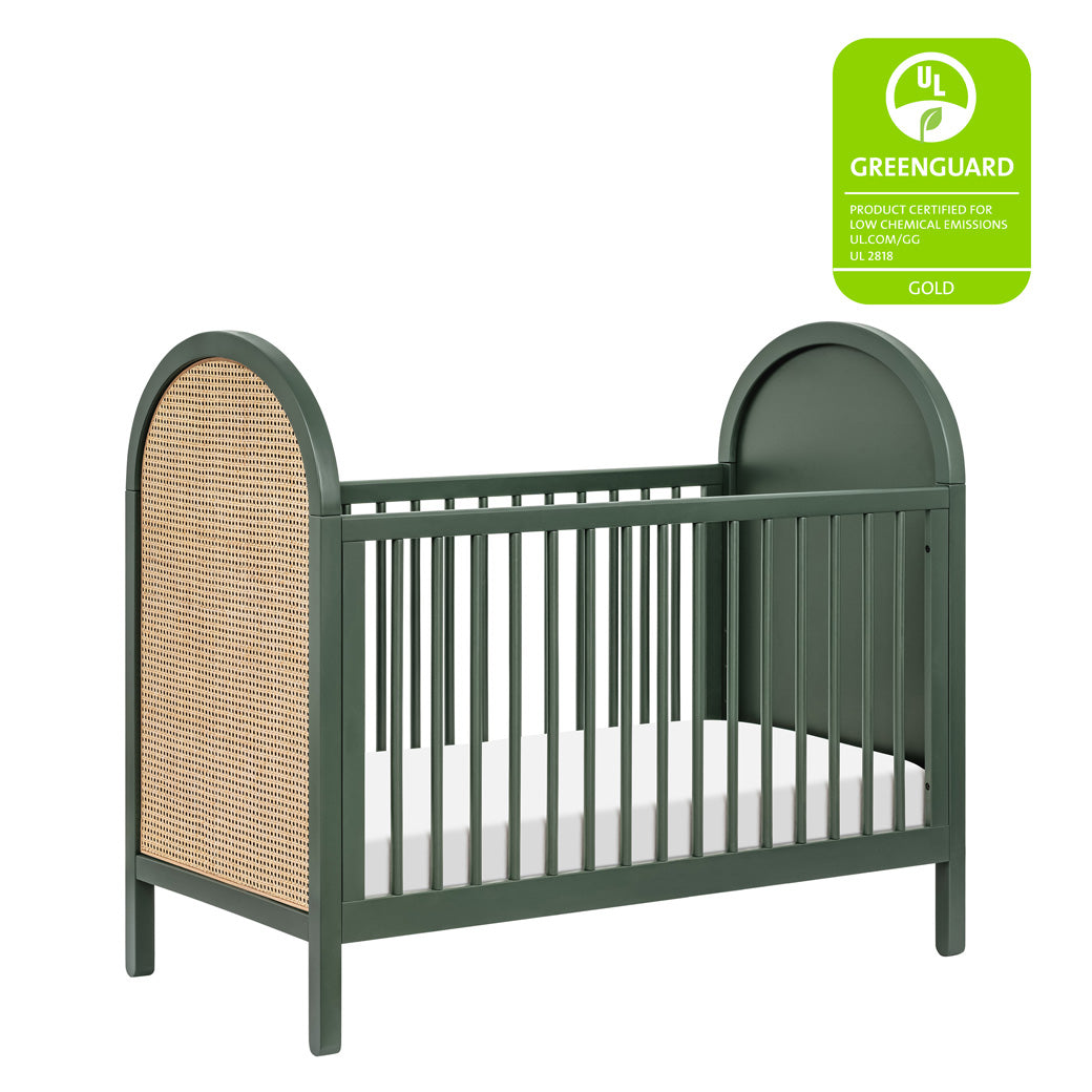 Babyletto Bondi Cane 3-in-1 Convertible Crib with GREENGUARD Gold tag in -- Color_Forest Green with Natural Cane