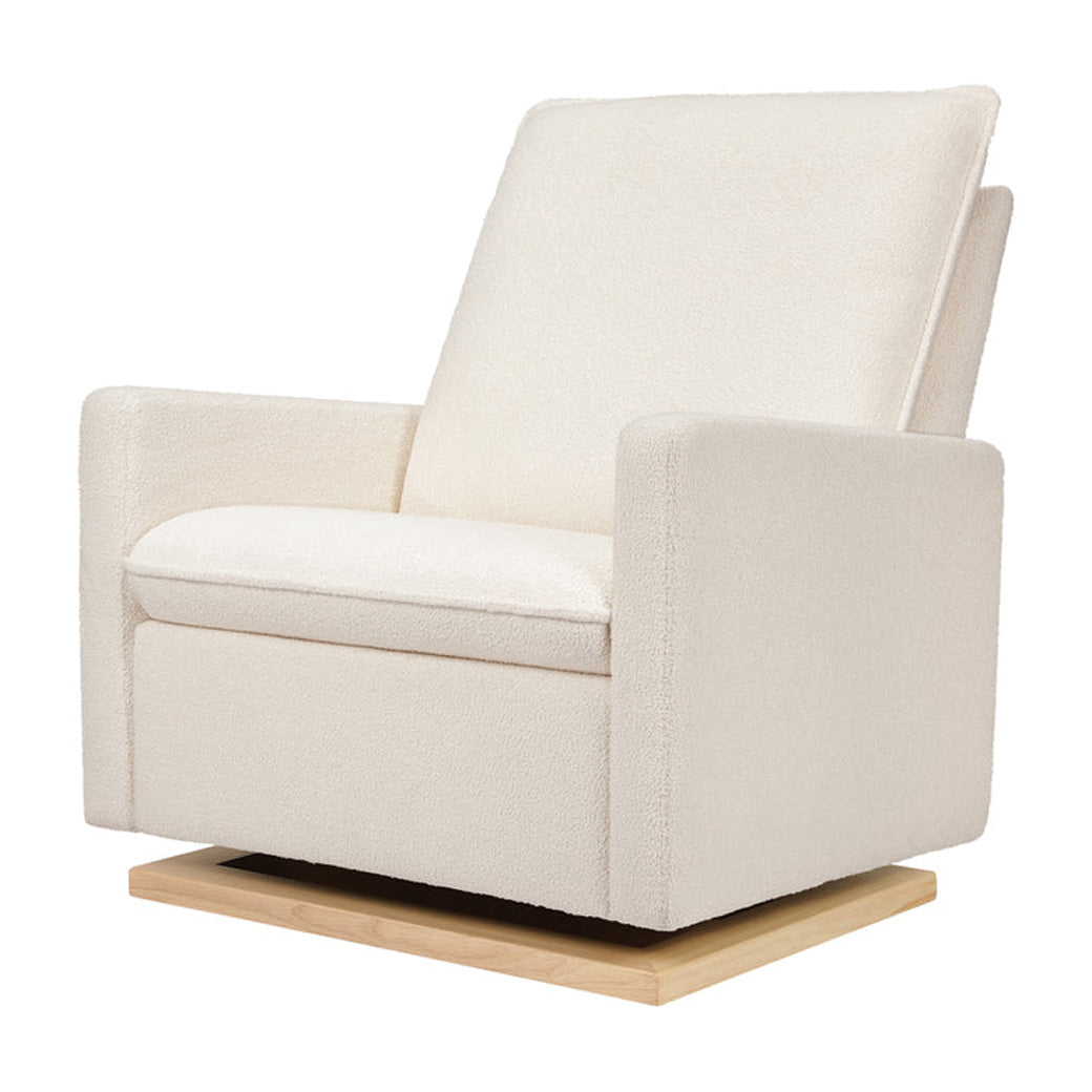 Babyletto Cali Pillowback Chair-and-a-Half Glider in -- Color_Chantilly Sherpa with Light Wood Base