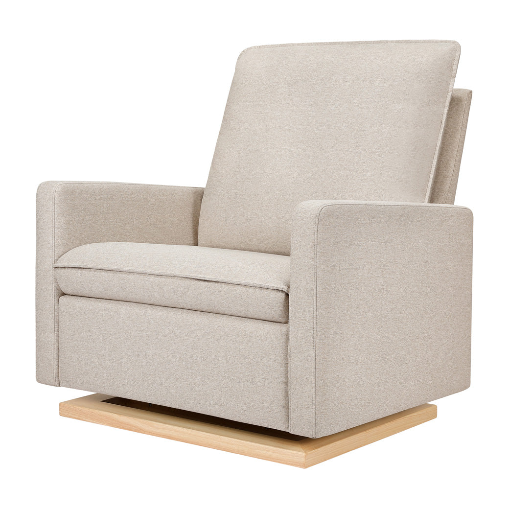 Babyletto Cali Pillowback Chair-and-a-Half Glider in -- Color_Performance Beach Eco-Weave with Light Wood Base