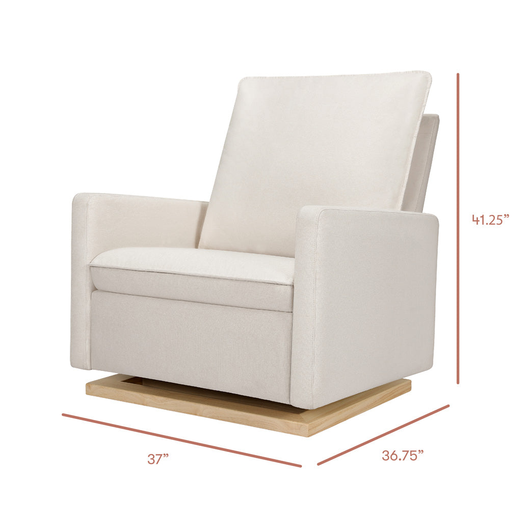 Dimensions of Babyletto Cali Pillowback Chair-and-a-Half Glider in -- Color_Performance Cream Eco-Weave with Light Wood Base