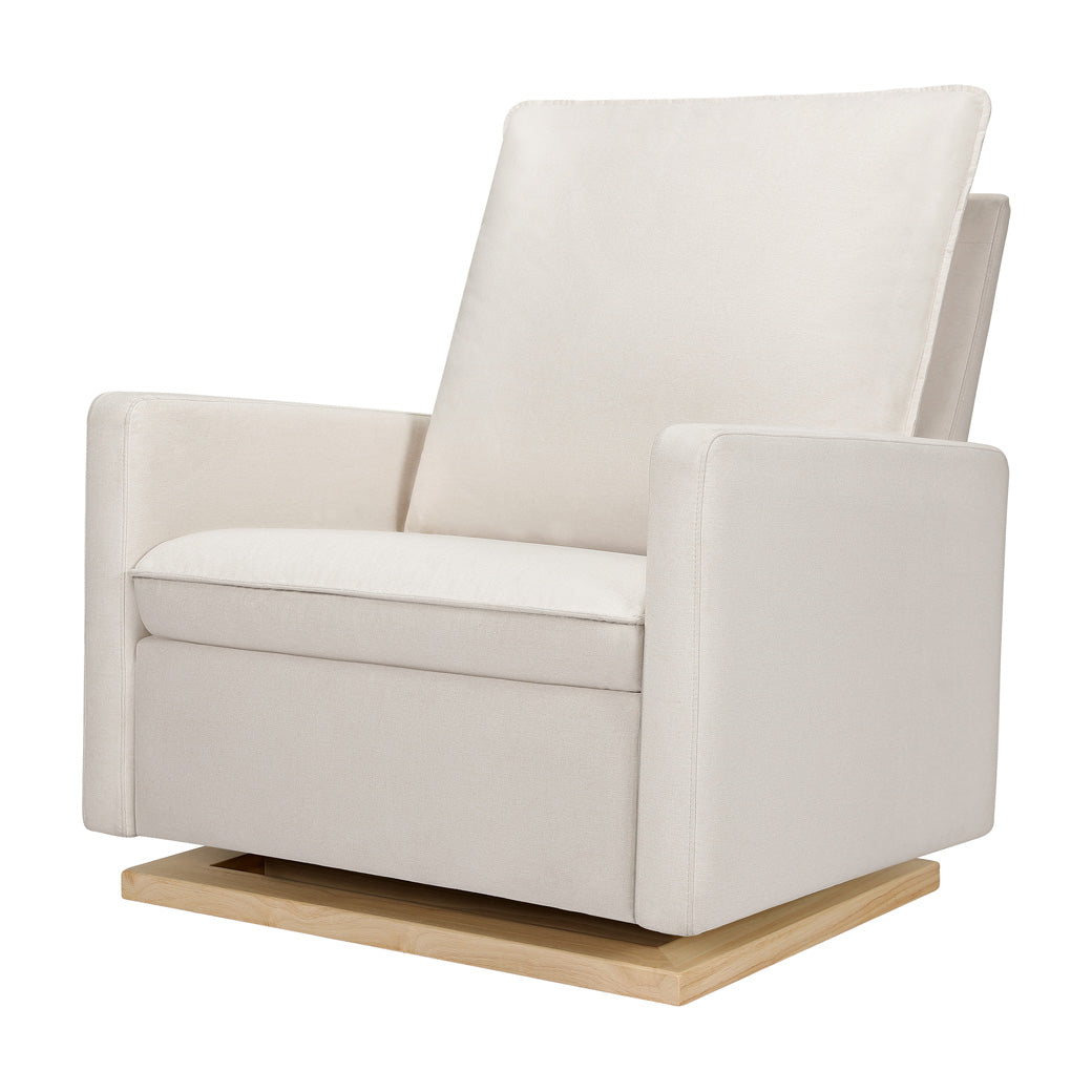 Babyletto Cali Pillowback Chair-and-a-Half Glider in -- Color_Performance Cream Eco-Weave with Light Wood Base