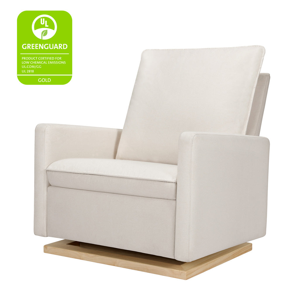 Babyletto Cali Pillowback Chair-and-a-Half Glider with GREENGUARD Gold tag in -- Color_Performance Cream Eco-Weave with Light Wood Base