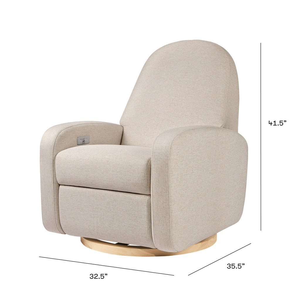 Dimensions ofThe Babyletto Nami Glider Recliner in -- Color_Performance Beach Eco-Weave with Light Wood Base