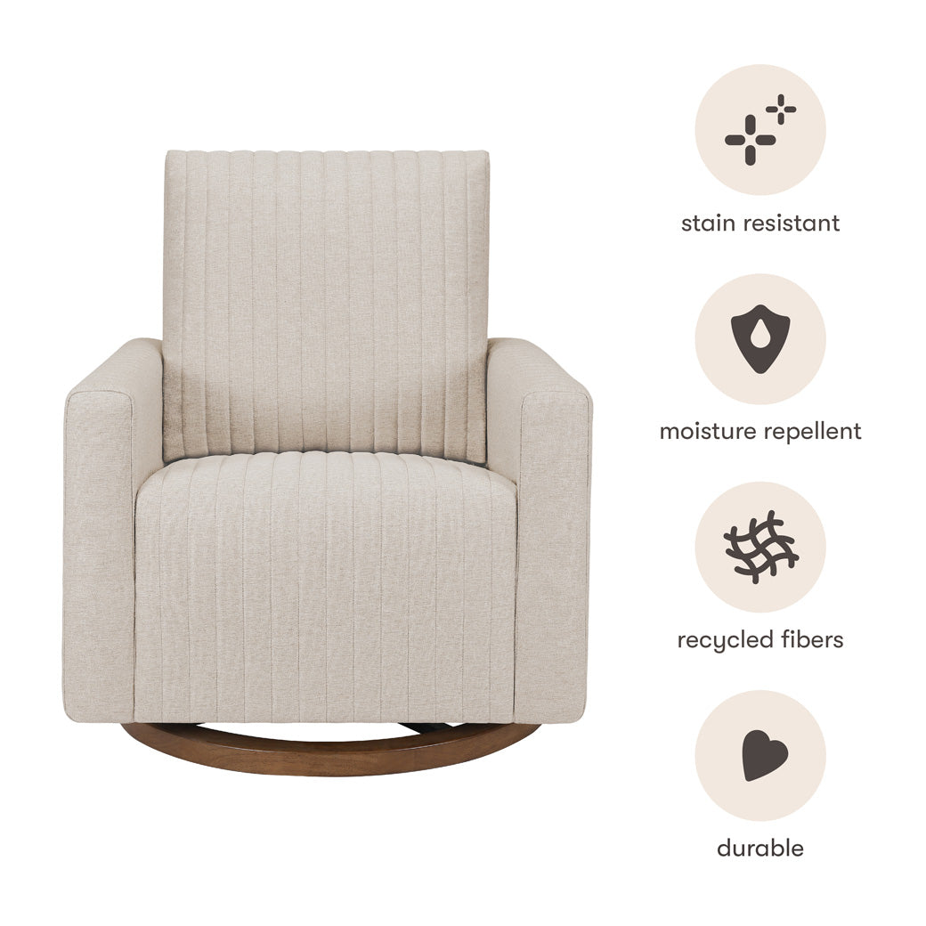Fabric features of Babyletto Poe Channeled Swivel Glider in -- Color_Performance Beach Eco-Weave with Dark Wood Base