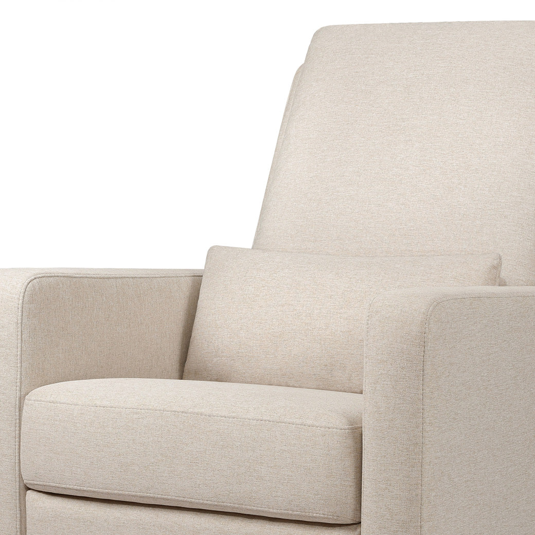 Closeup of Babyletto Sigi Glider Recliner in -- Color_Performance Beach Eco-Weave with Light Wood Base
