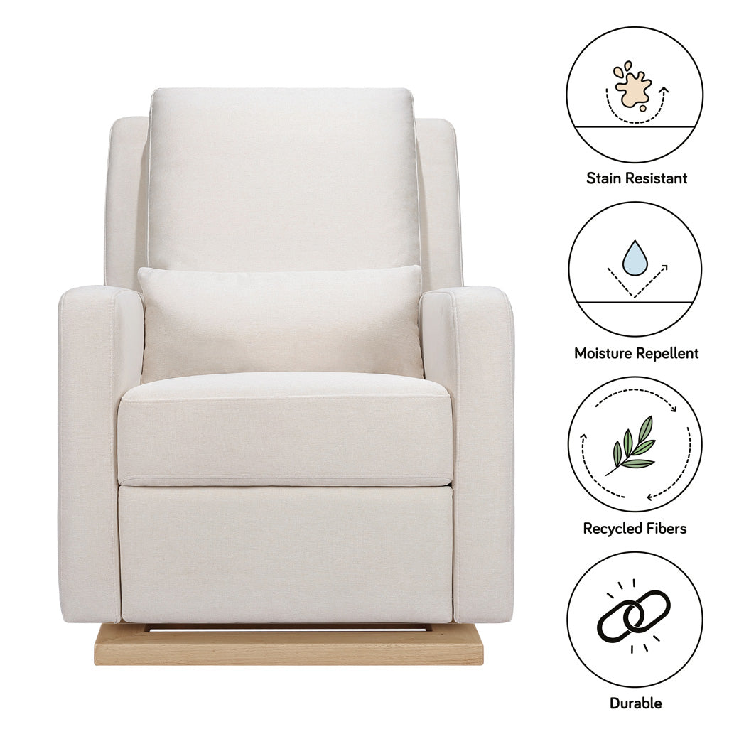 Babyletto Sigi Glider Recliner material characteristics in -- Color_Performance Cream Eco-Weave with Light Wood Base