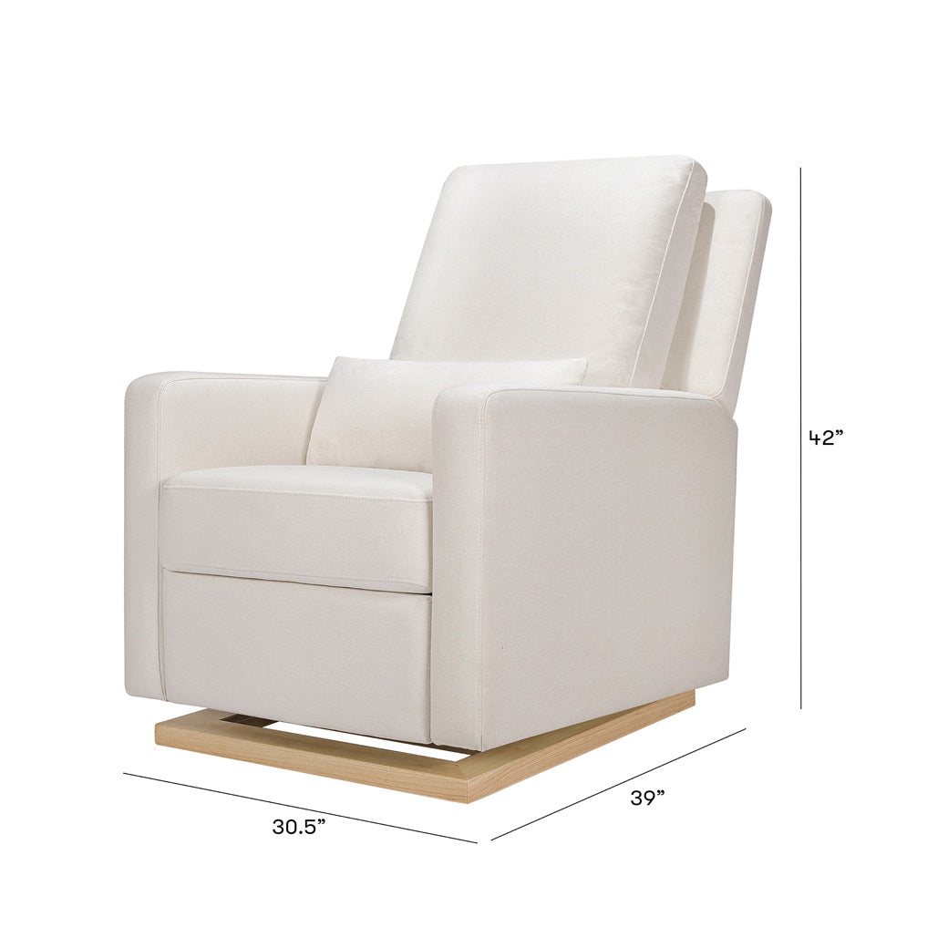 Dimensions of Babyletto Sigi Glider Recliner in -- Color_Performance Cream Eco-Weave with Light Wood Base