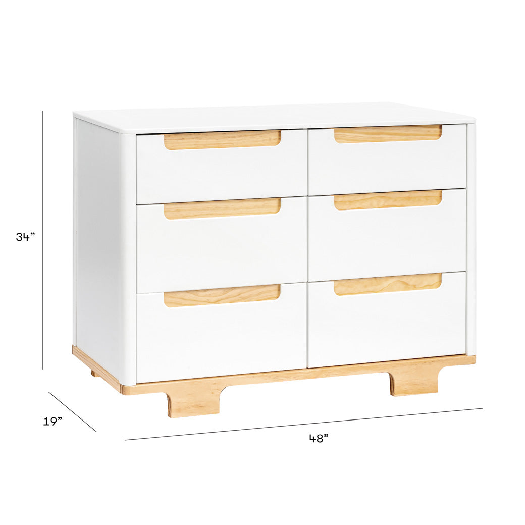 Dimensions of Babyletto Yuzu 6-Drawer Dresser in -- Color_White / Natural
