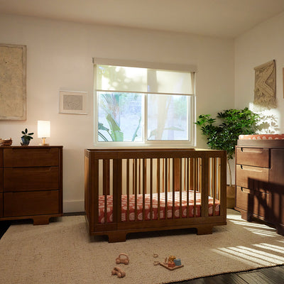 Babyletto's Yuzu 8-In-1 Convertible Crib next two dressers in -- Color_Natural Walnut