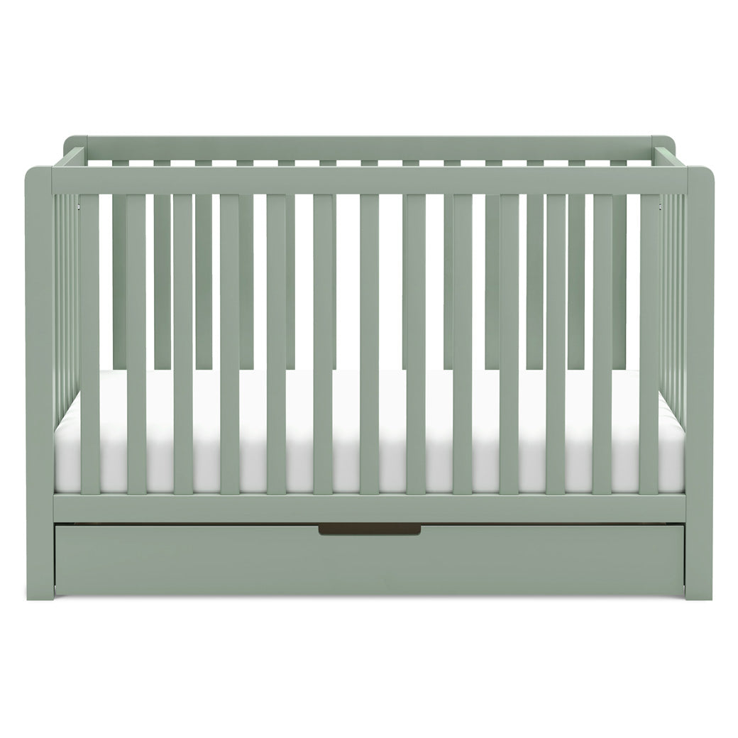 Front view of Carter's by DaVinci Colby 4-in-1 Convertible Crib with Trundle Drawer in -- Color_Light Sage