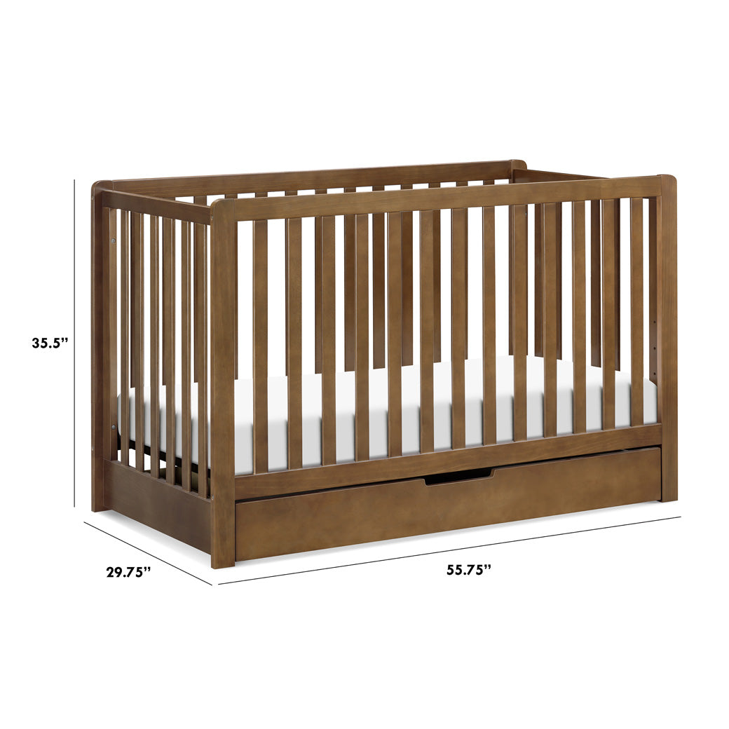 Dimensions of Carter's by DaVinci Colby 4-in-1 Convertible Crib with Trundle Drawer in -- Color_Walnut