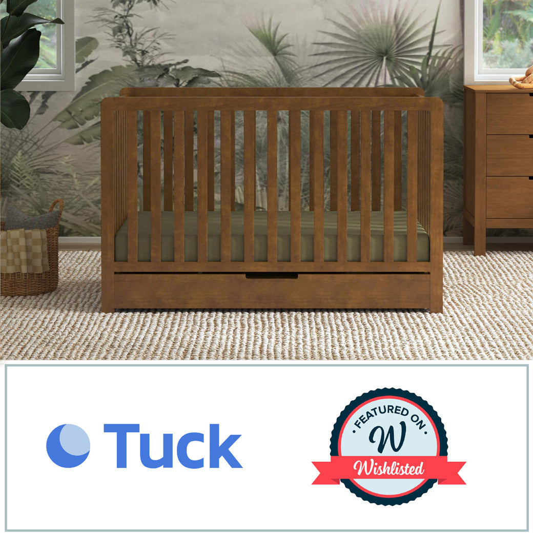 Carter's by DaVinci Colby 4-in-1 Convertible Crib with Trundle Drawer with Tuck tag in -- Color_Walnut