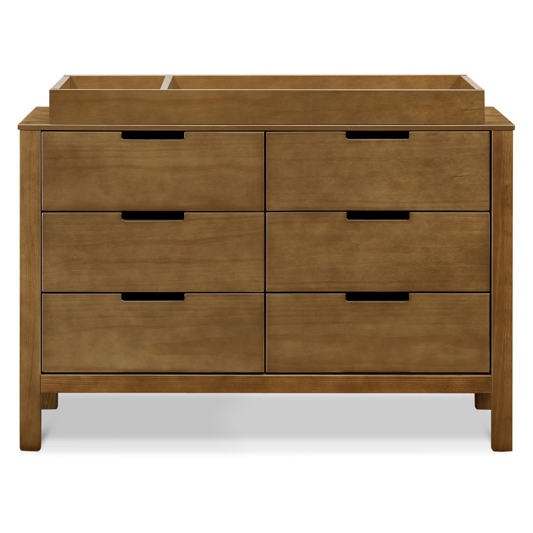 Front view of Carter's by DaVinci Colby 6-Drawer Dresser with changing tray  in -- Color_Walnut