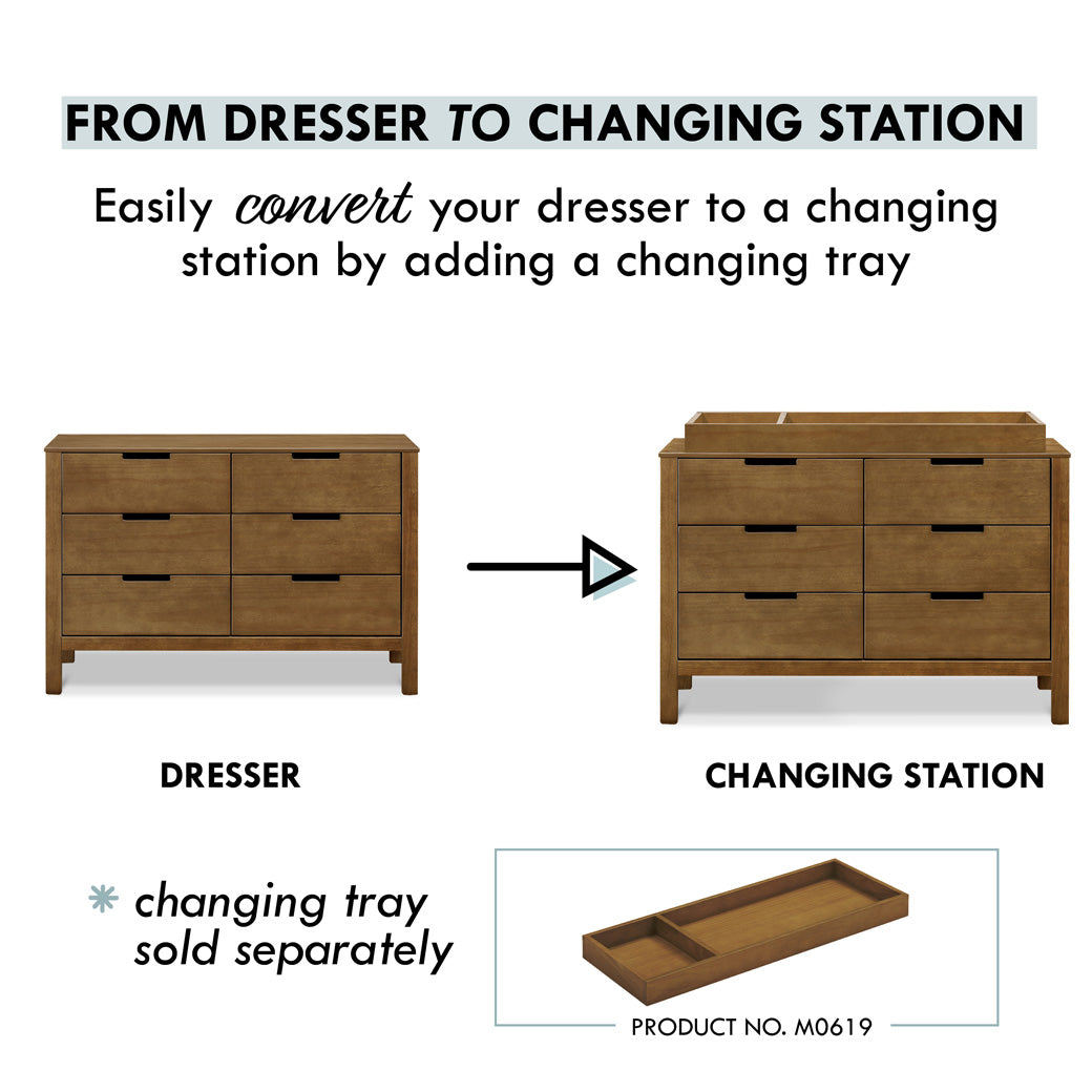 Conversion features of the Carter's by DaVinci Colby 6-Drawer Dresser in -- Color_Walnut