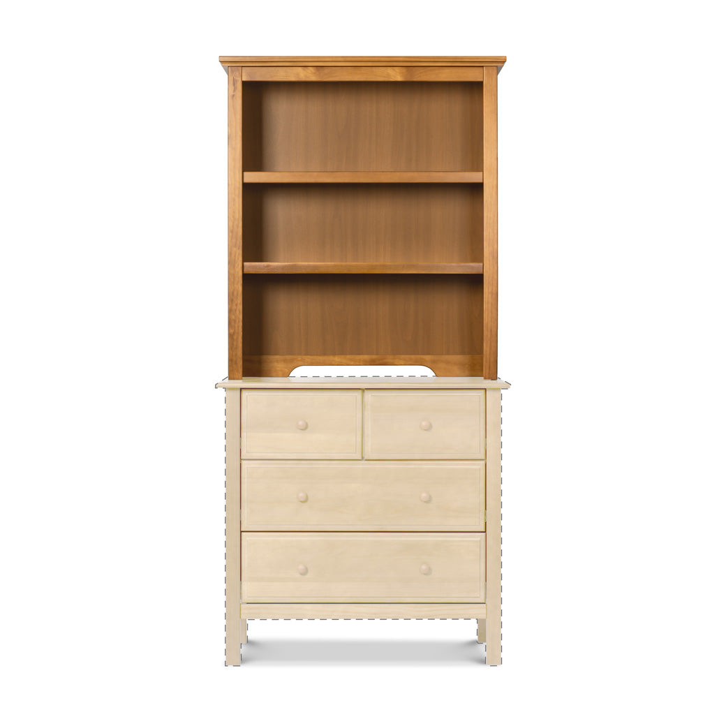 Full front view of DaVinci Autumn Bookcase/Hutch on a dresser in -- Color_Chestnut