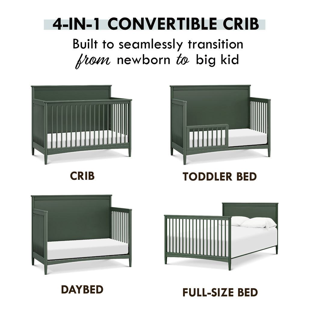 Conversion features of DaVinci Frem 4-in-1 Convertible Crib in -- Color_Forest Green