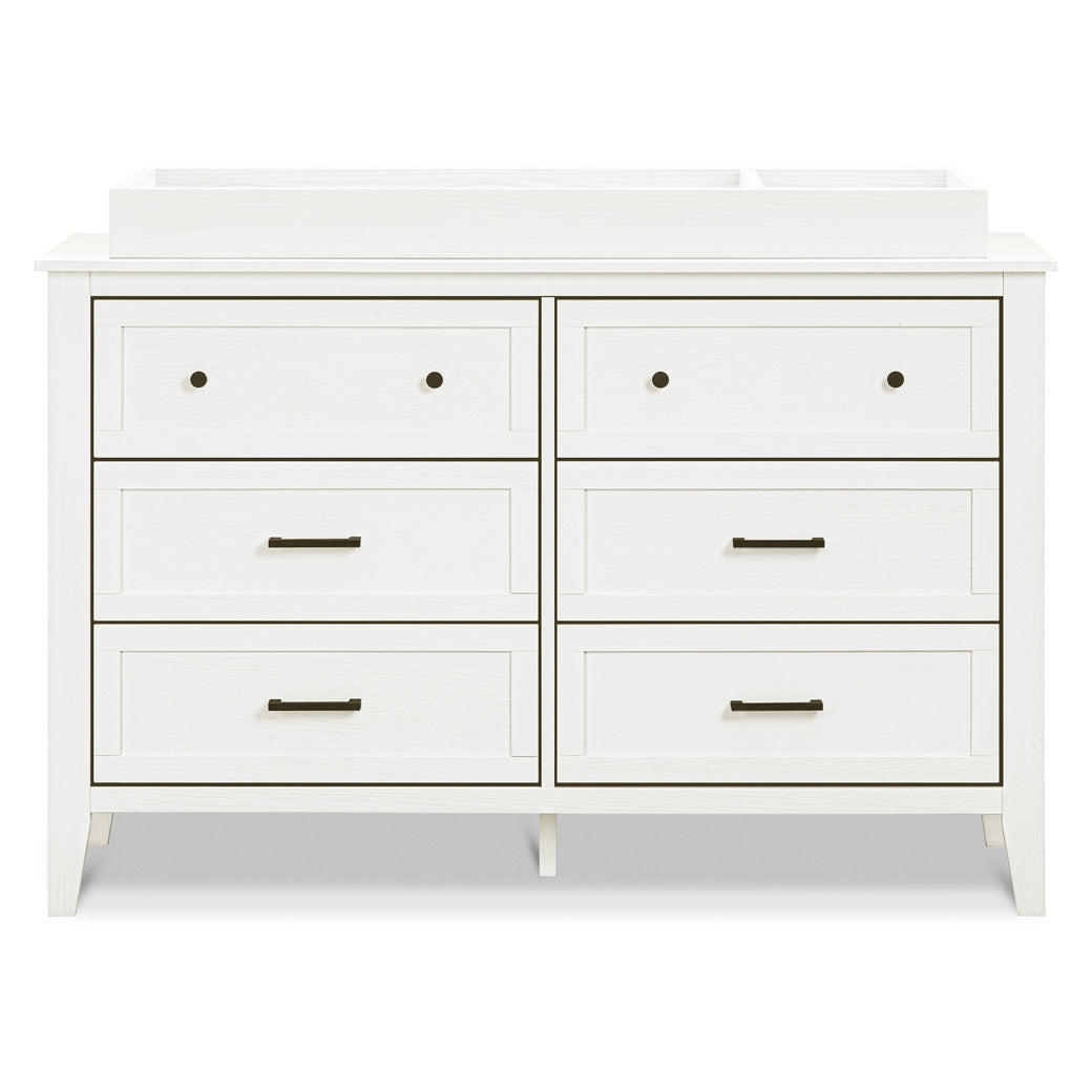 Front view of DaVinci Sawyer Farmhouse 6-Drawer Dresser with changing tray in -- Color_Heirloom White
