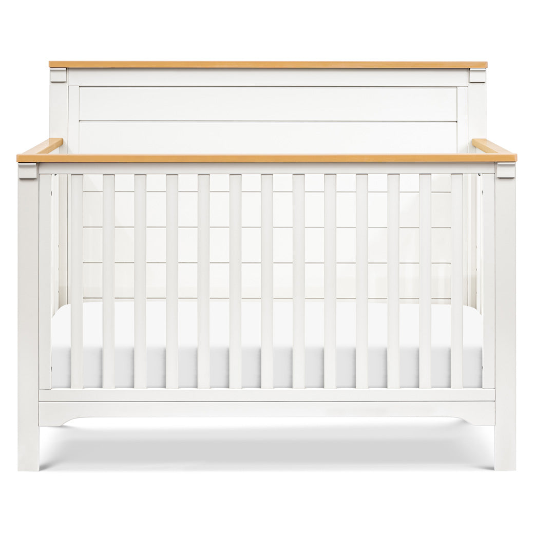Front view of DaVinci Shea 4-in-1 Convertible Crib in -- Color_Warm White/Honey