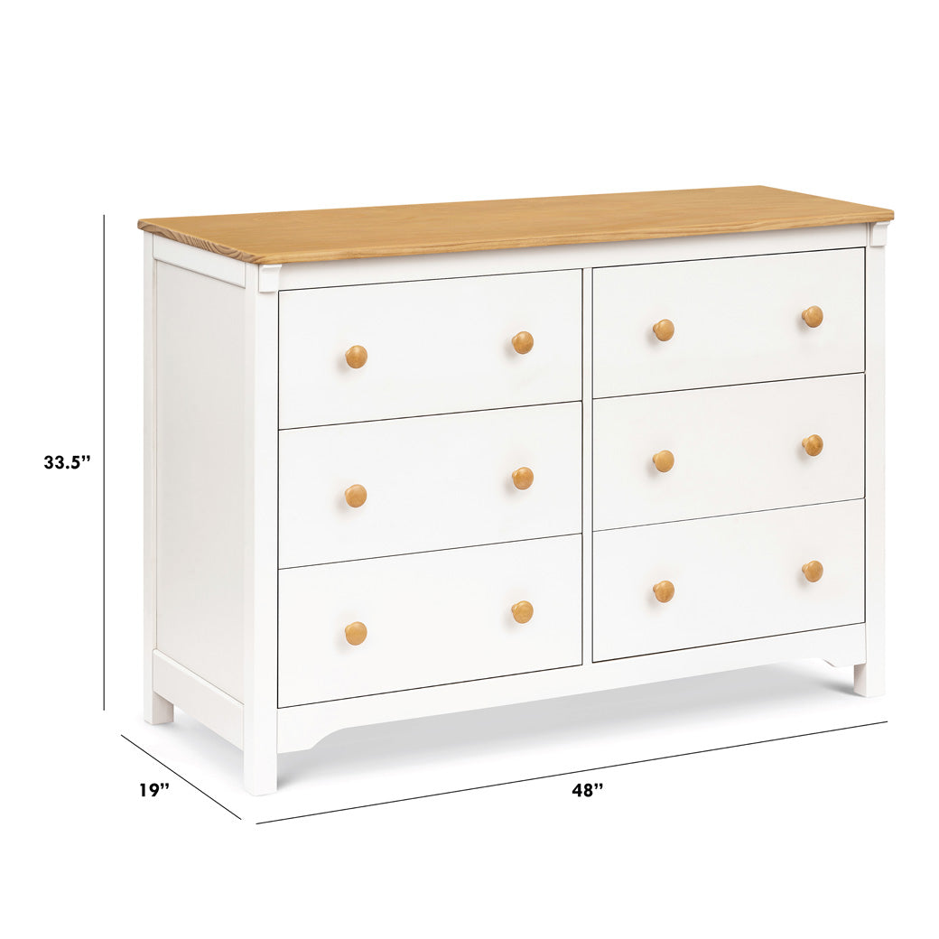 Dimensions of DaVinci Shea 6-Drawer Dresser in -- Color_Warm White/Honey