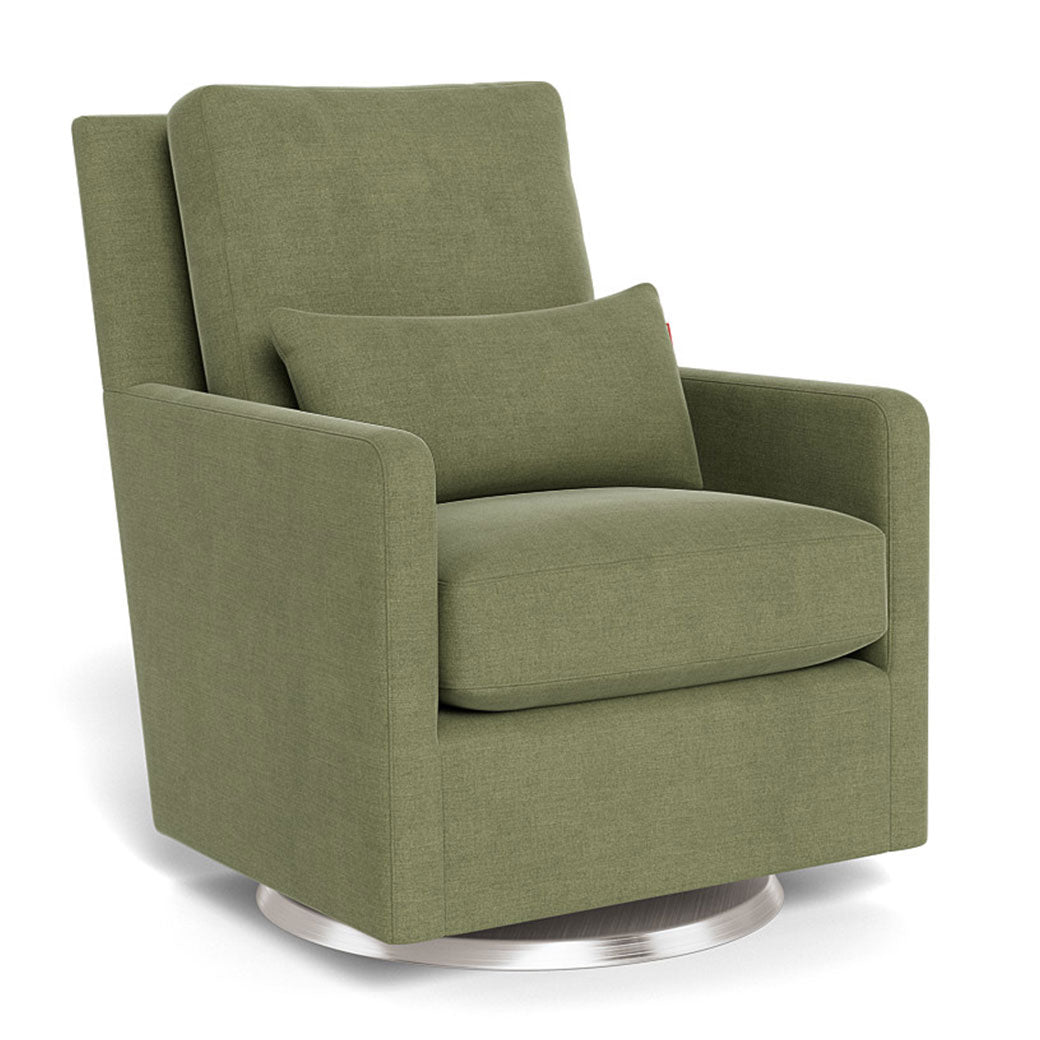 Monte Como Glider in -- Color_Olive Green Brushed Cotton-Linen _ Stainless Steel Swivel