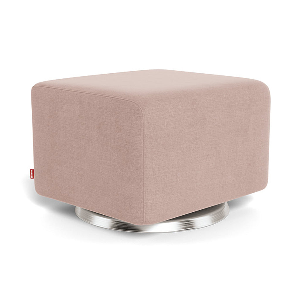 Monte Como Ottoman in -- Color_Blush Brushed Cotton-Linen _ Stainless Steel Swivel