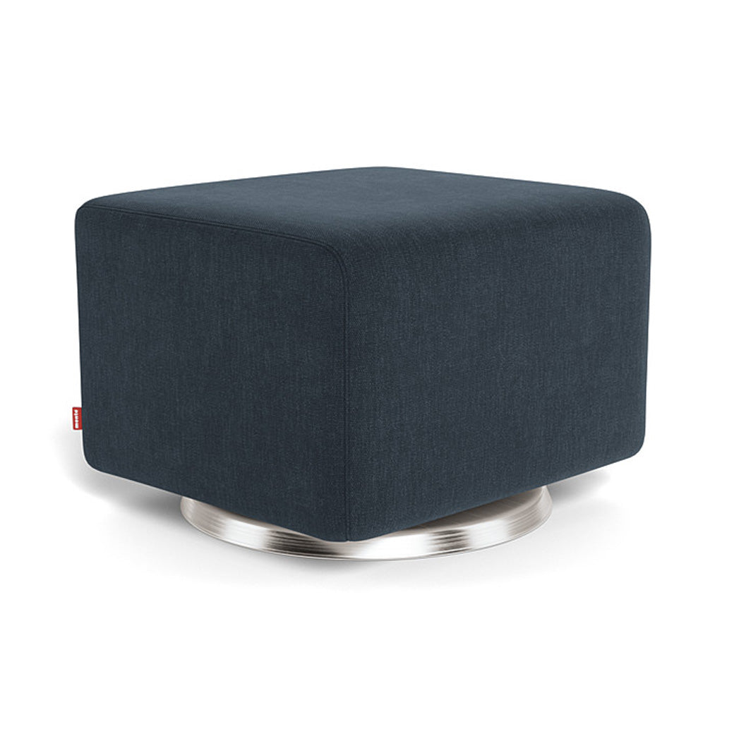 Monte Como Ottoman in -- Color_Deep Navy _ Stainless Steel Swivel