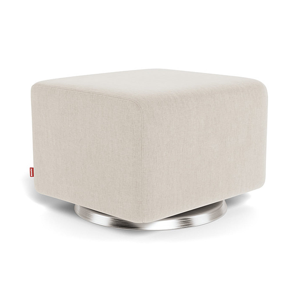 Monte Como Ottoman in -- Color_Dune _ Stainless Steel Swivel