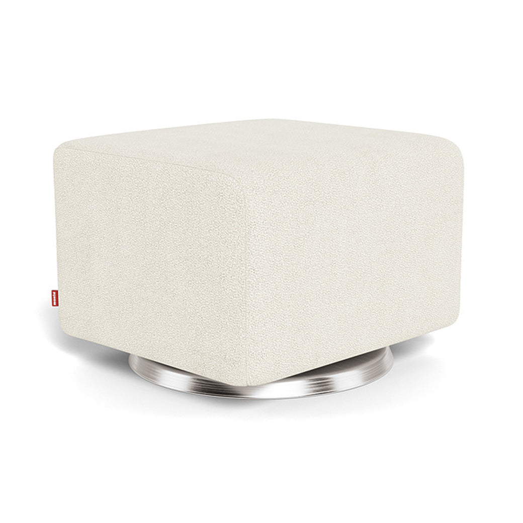 Monte Como Ottoman in -- Color_Ivory Boucle _ Stainless Steel Swivel
