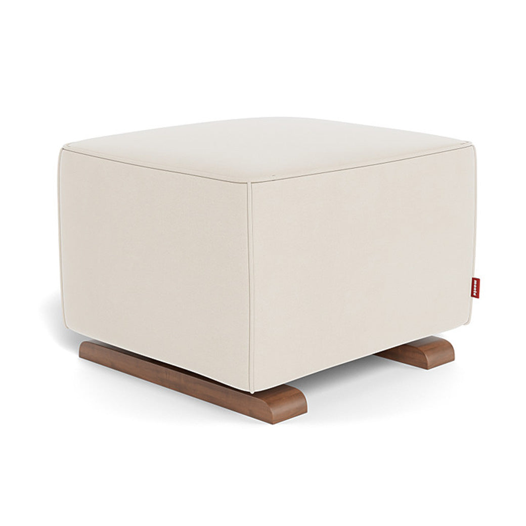 Monte Luca Ottoman in -- Color_Beach Brushed Cotton-Linen _ Walnut