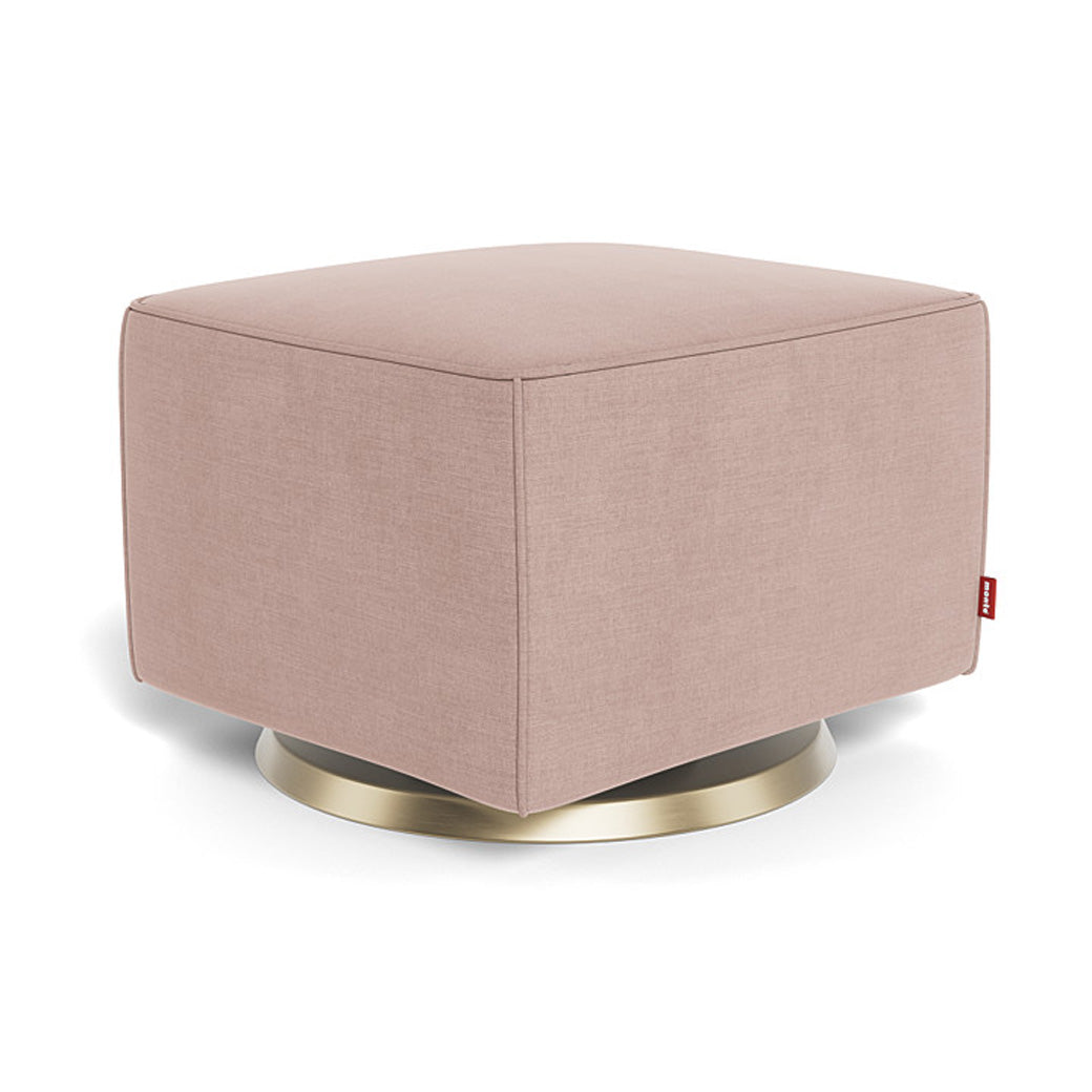 Monte Luca Ottoman in -- Color_Blush Brushed Cotton-Linen _ Gold Swivel