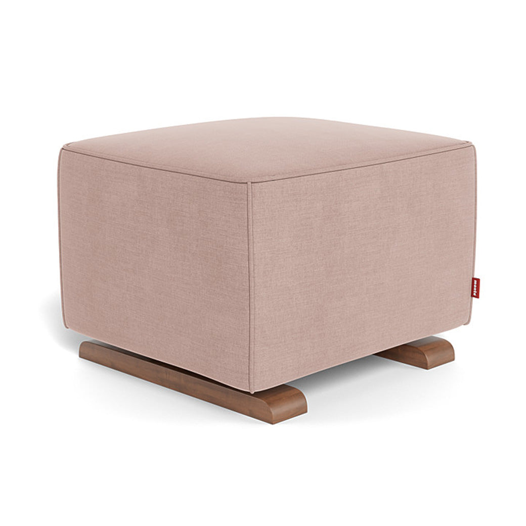 Monte Luca Ottoman in -- Color_Blush Brushed Cotton-Linen _ Walnut