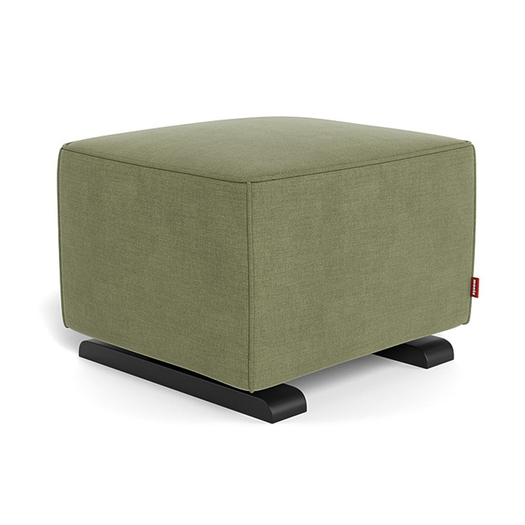 Monte Luca Ottoman in -- Color_Olive Green Brushed Cotton-Linen _ Espresso