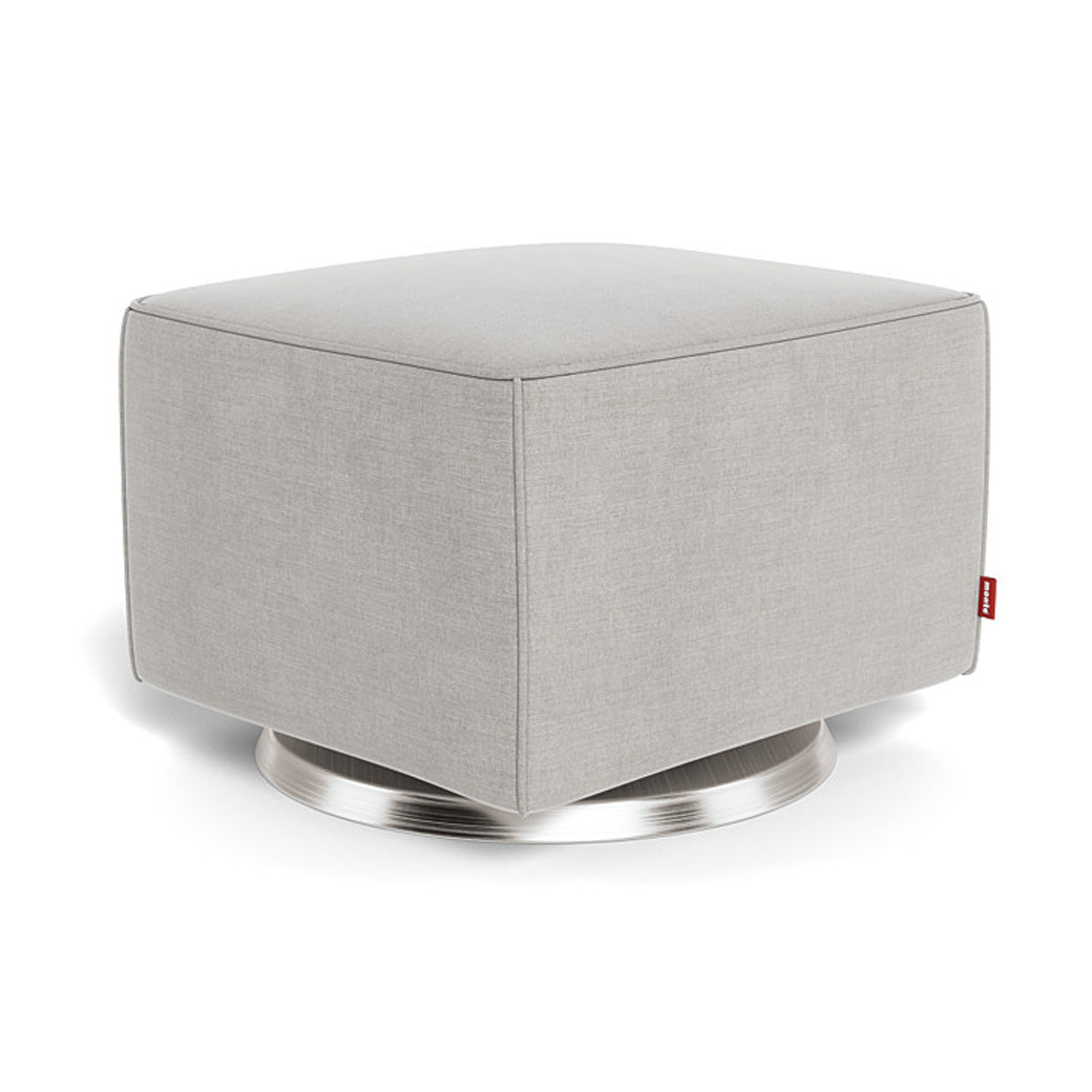 Monte Luca Ottoman in -- Color_Smoke Brushed Cotton-Linen _ Stainless Steel Swivel