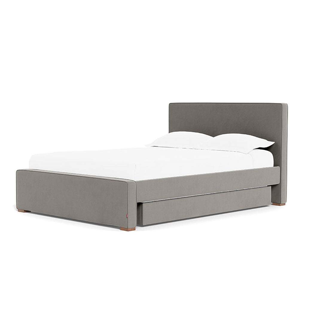Right side of Monte Dorma Queen/King Bed in -- Color_Mineral Grey Velvet _ 2 Trundle Beds