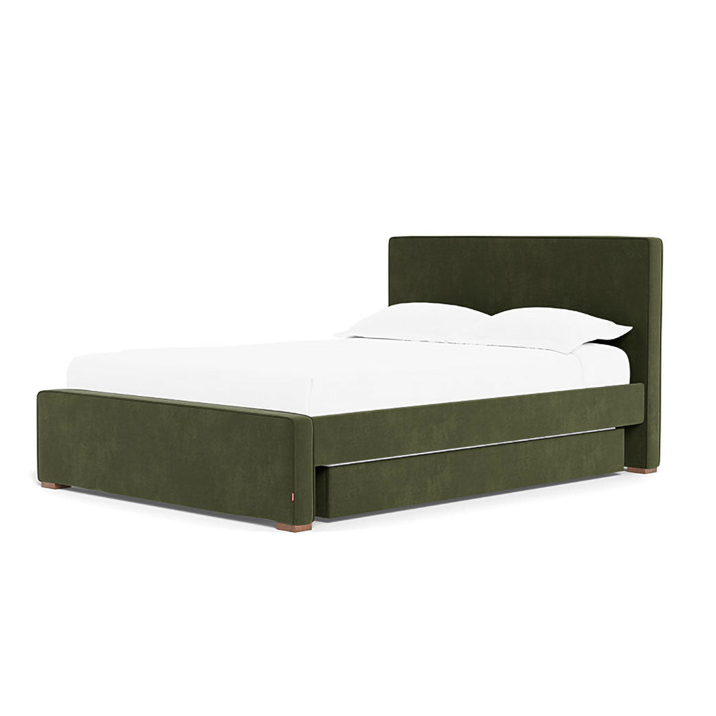 Right side of Monte Dorma Queen/King Bed in -- Color_Moss Green Velvet _ 2 Trundle Beds