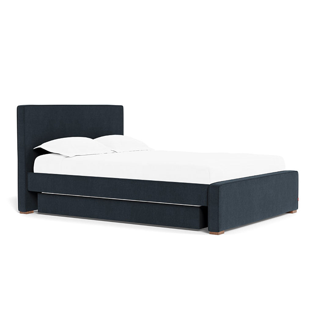 Left side of Monte Dorma Queen/King Bed in -- Color_Performance Heathered Deep Navy _ 2 Trundle Beds