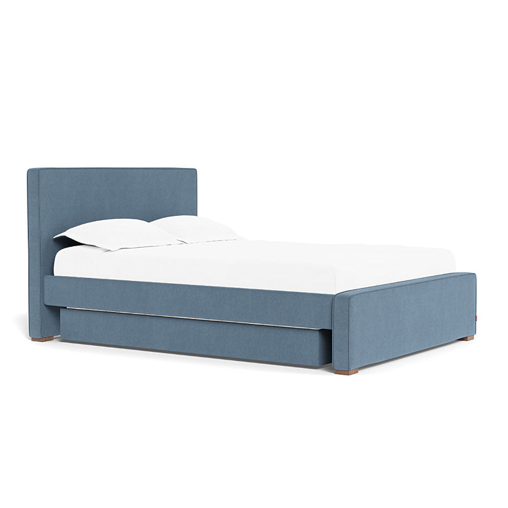 Left side of Monte Dorma Queen/King Bed in -- Color_Performance Heathered Denim Blue _ 1 Trundle Bed