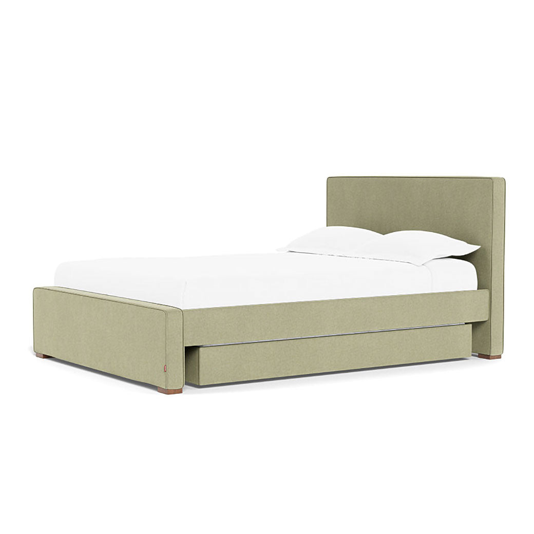 Right side of Monte Dorma Queen/King Bed in -- Color_Performance Heathered Sage Green _ 2 Trundle Beds